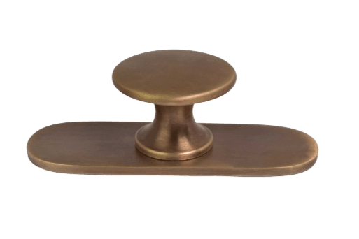 Brass Drawer Knob with Round Backplate - Antique Brass