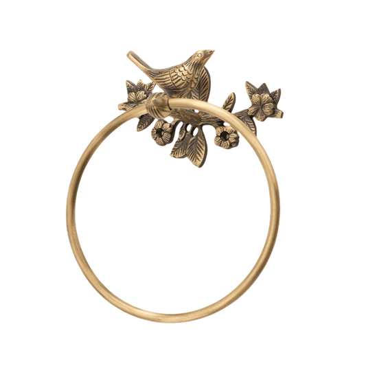 Brass Bird Towel Ring - Antique Brass
