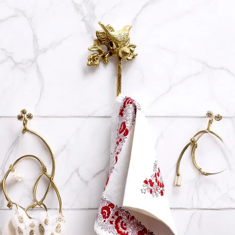 Brass Bird Towel Rack - Brushed/Satin Finish