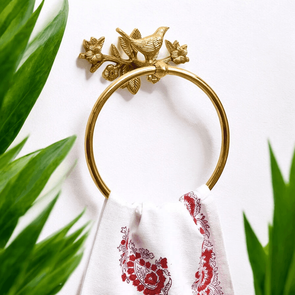 Brass Bird Towel Rack - Polished Finish