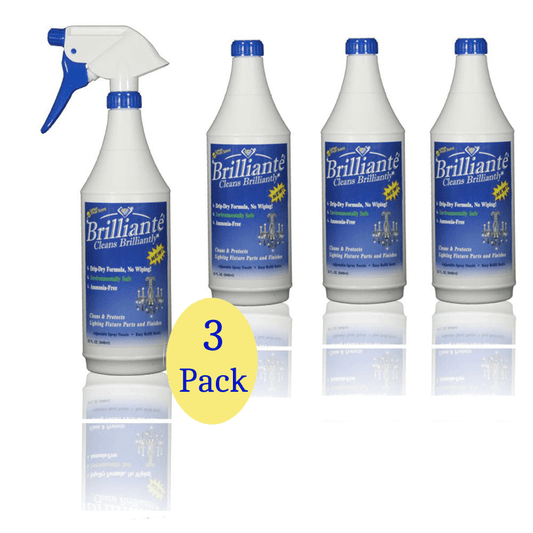 Brillianté Crystal Cleaner For Chandeliers 4 Bottles + 1 Sprayer (3 Pack)