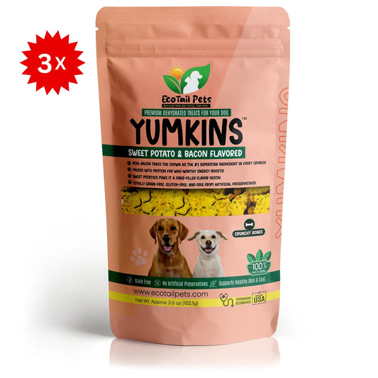 𝗦𝗨𝗕𝗦𝗖𝗥𝗜𝗣𝗧𝗜𝗢𝗡 • Yumkins™: 3 x (3.6oz) Sweet Potato & Bacon Flavored Bones - Bundle