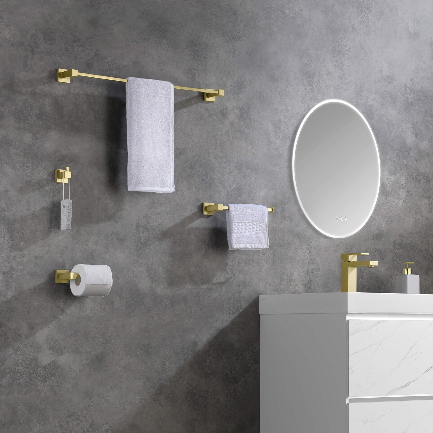 Quadra 5-Piece Bathroom Hardware Set 1