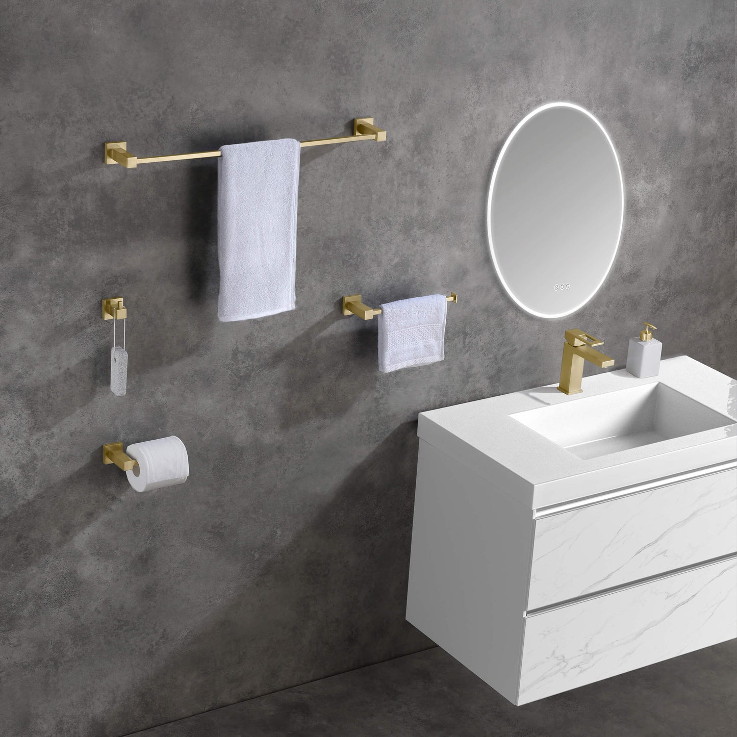 Quadra 5-Piece Bathroom Hardware Set 1