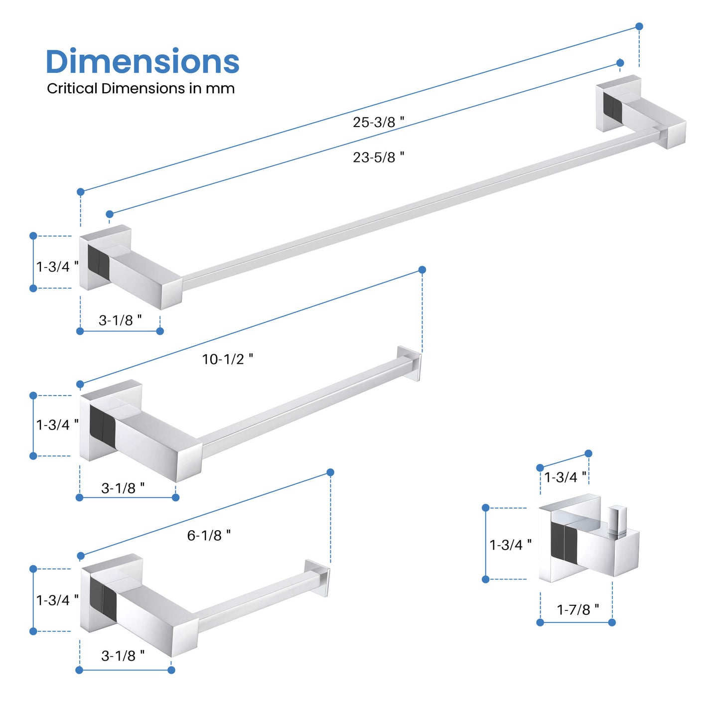 Quadra 5-Piece Bathroom Hardware Set 1