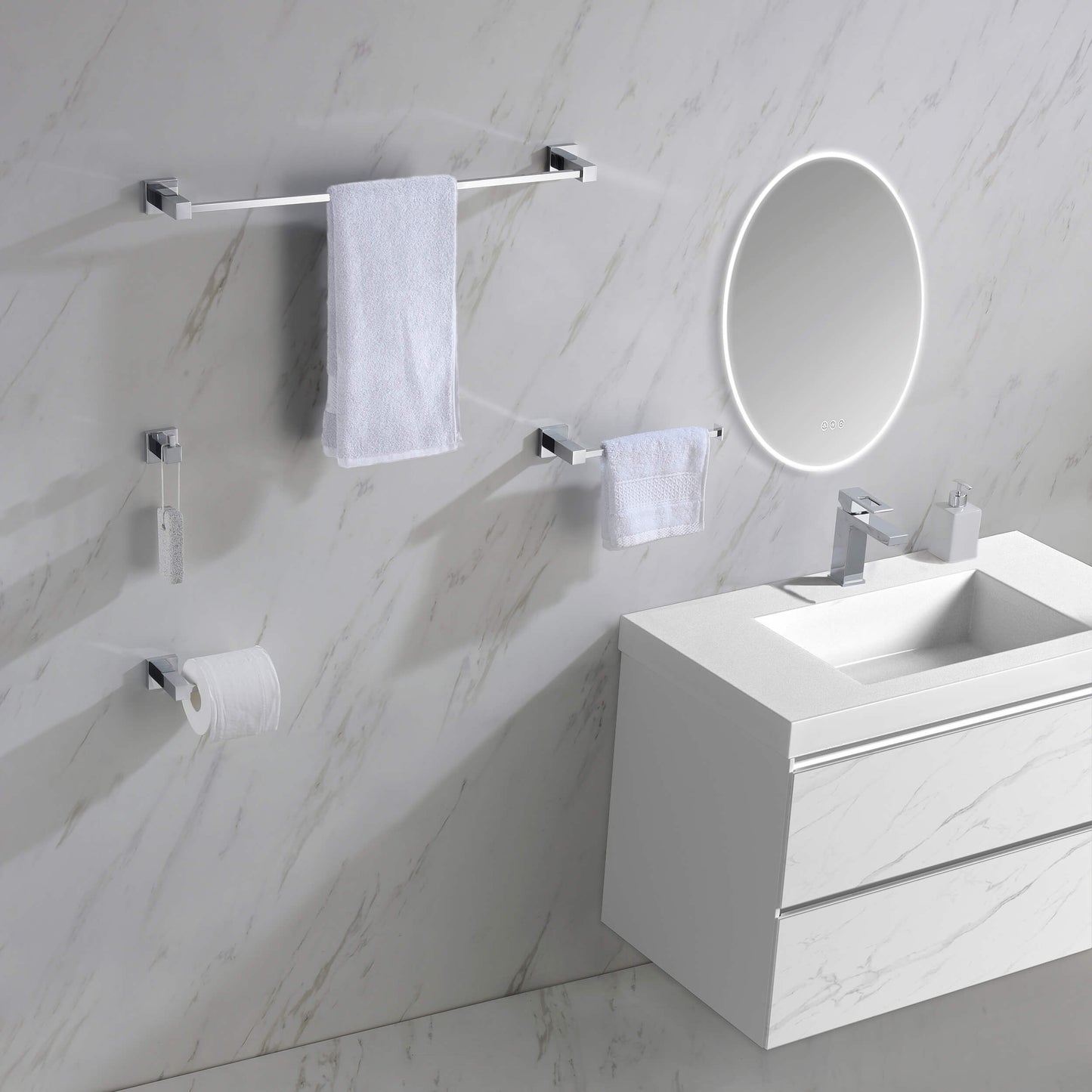 Quadra 5-Piece Bathroom Hardware Set 1
