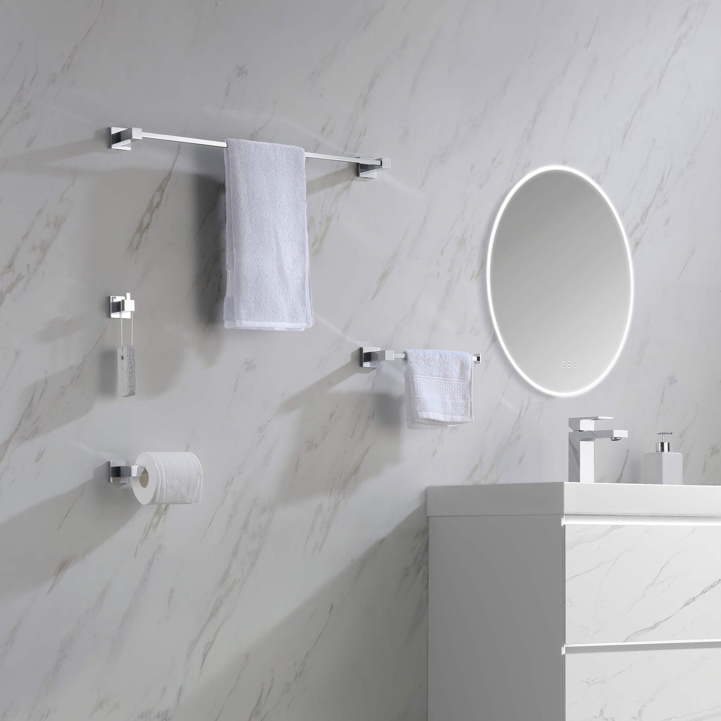 Quadra 5-Piece Bathroom Hardware Set 1