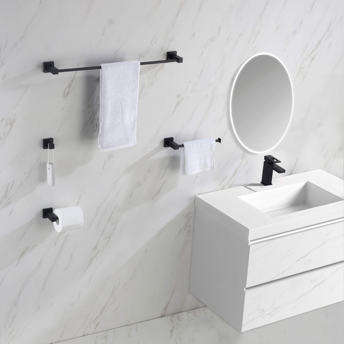 Quadra 5-Piece Bathroom Hardware Set 1