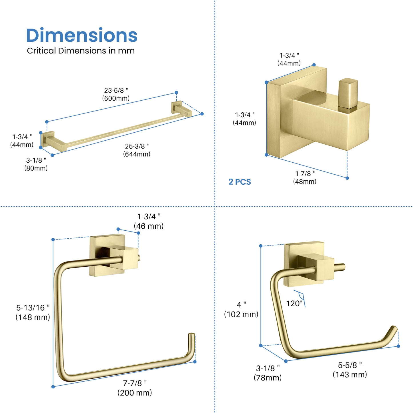 Quadra 5-Piece Bathroom Hardware Set 3