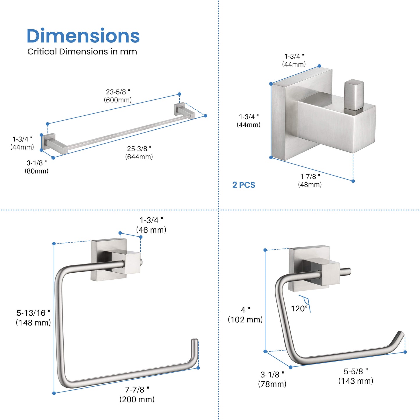 Quadra 5-Piece Bathroom Hardware Set 3