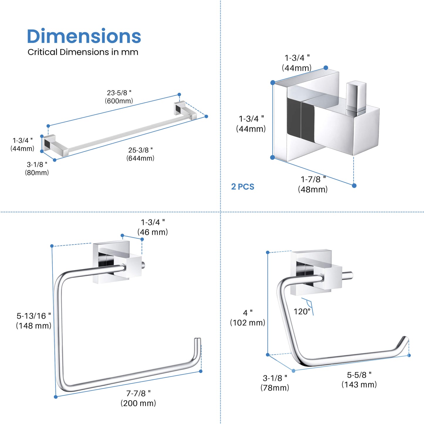 Quadra 5-Piece Bathroom Hardware Set 3