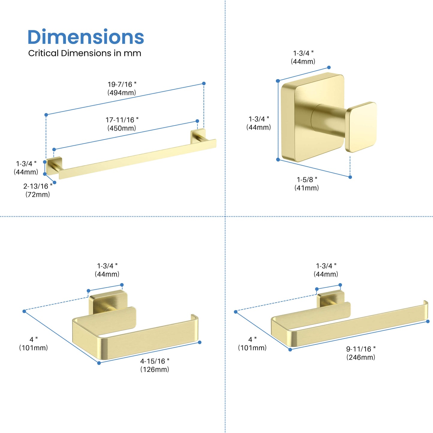 Fusion 5 Piece Bathroom Hardware Set 2