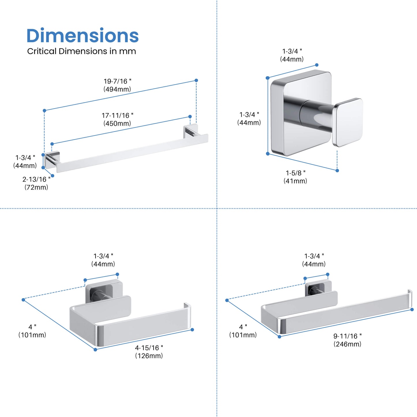 Fusion 5 Piece Bathroom Hardware Set 2