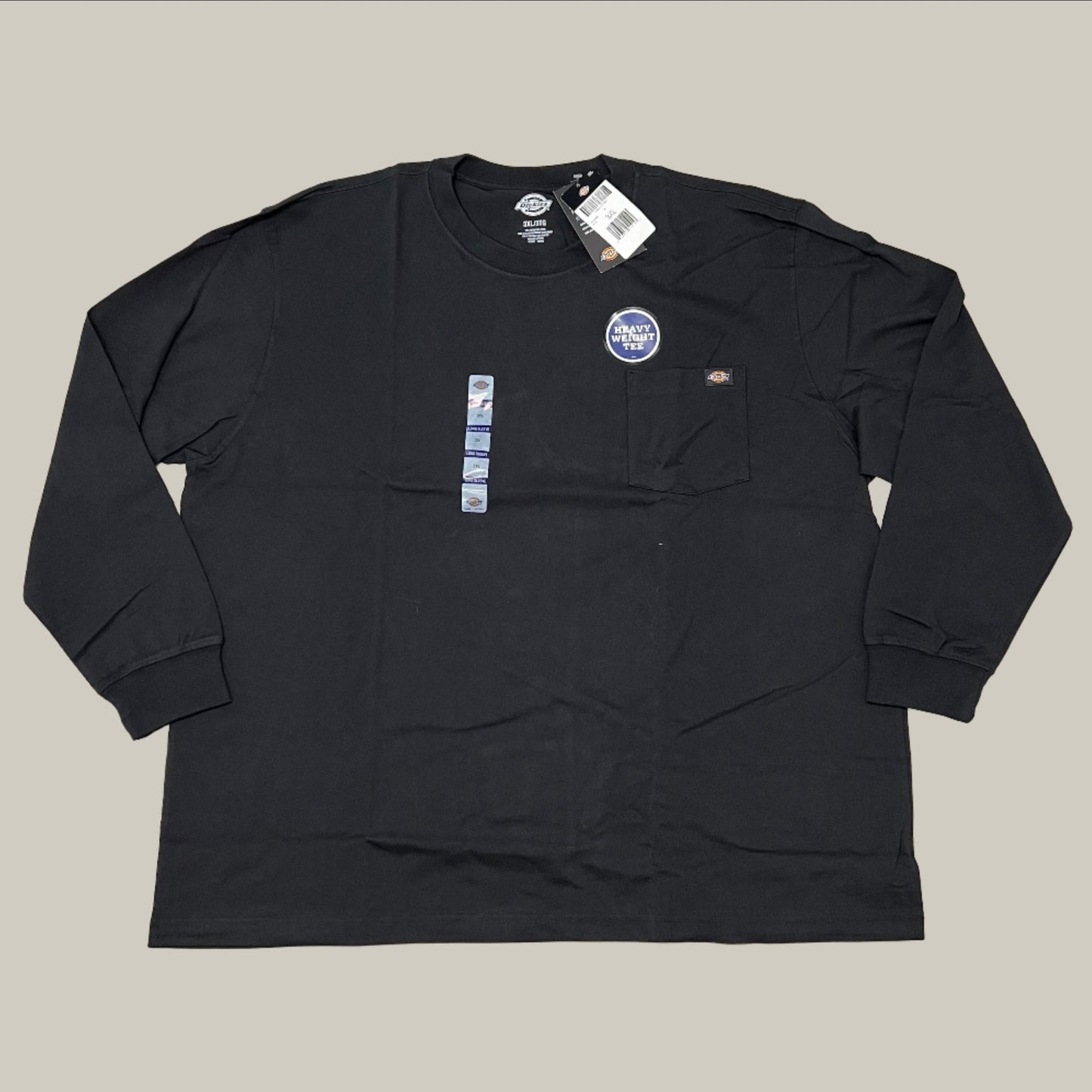 DICKIES Heavyweight Fabric Long Sleeve Pocket T-Shirt Men's Sz 3XL Black