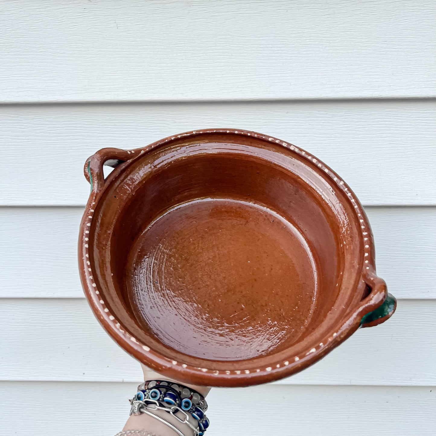 Traditional Mexican Barro Pot 500mL Green Handles