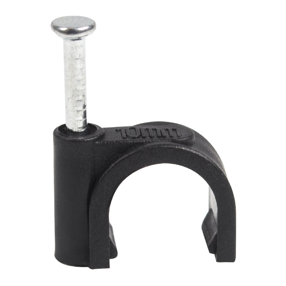 QualGear Nail-In Cable Clips, 10 mm / 0.39 in, Black, 100 Pack, CC10-B-100-P