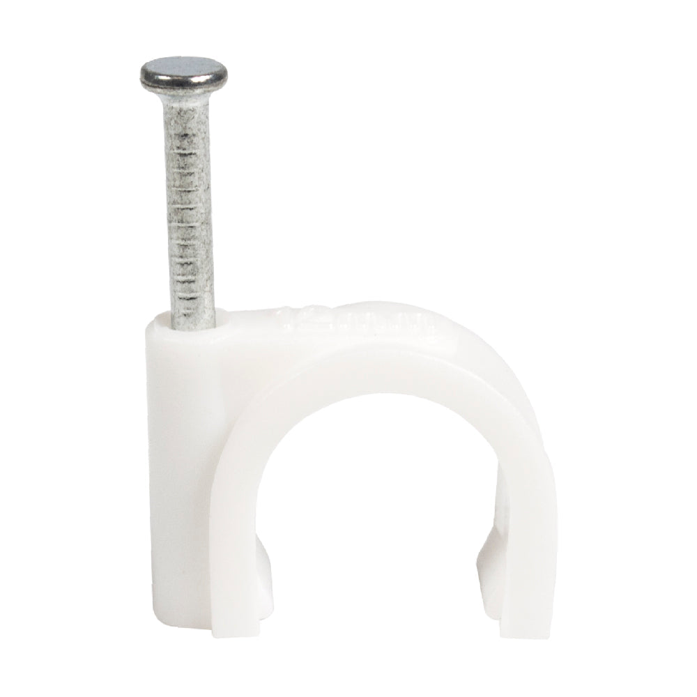 QualGear Nail-In Cable Clips, 12 mm / 0.47 in, White, 100 Pack, CC12-W-100-P