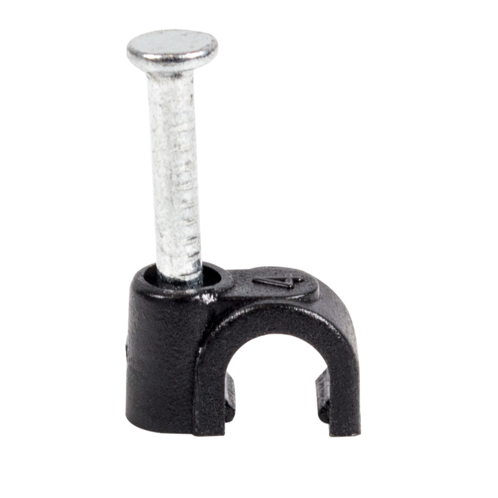 QualGear Nail-In Cable Clips, 4 mm / 0.16 in, Black, 100 Pack, CC4-B-100-P