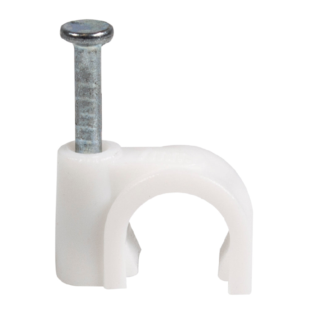 QualGear Nail-In Cable Clips, 7 mm / 0.28 in, White, 100 Pack, CC7-W-100-P