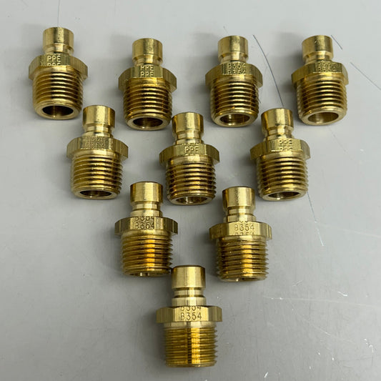 PLASTIC PROCESS EQUIPMENT (10 Pack) Male Plug Fitting 3/8" ID 1/2" NPT Brass  PPEB354