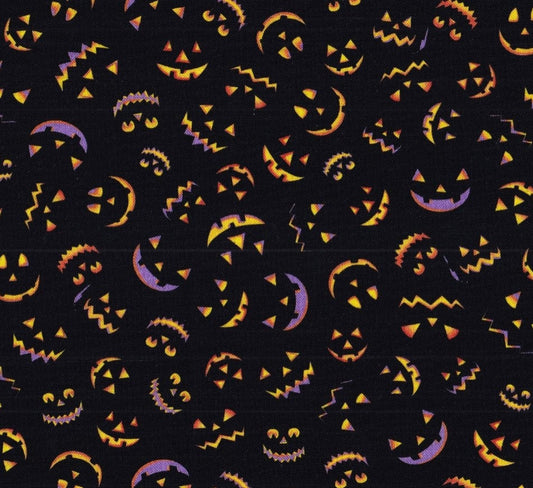 Hi Fashion Halloween Mini Glow in the Dark Pumpkins 100% Cotton Price per Yard