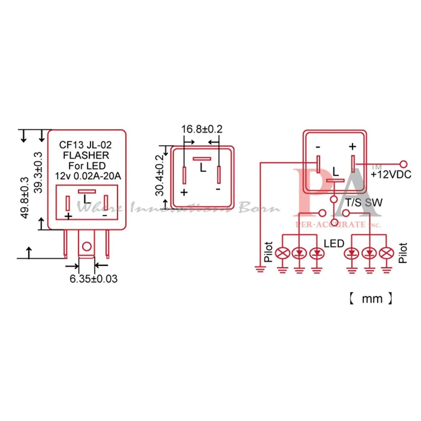 3-PIN CF13 12V 20A Electric Flasher Relay: Anti Hyper Flash For Ford, HYUNDAI, Nissan, Subaru, Honda