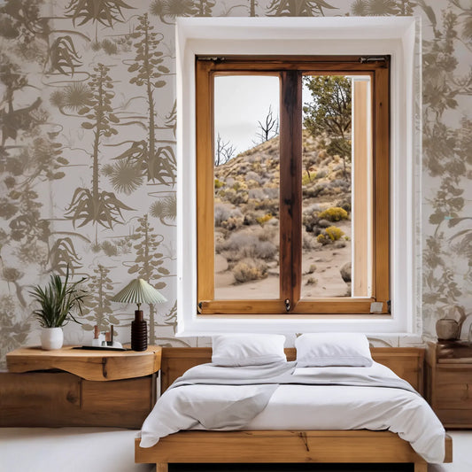 Agave Valley Wallpaper, white and tan