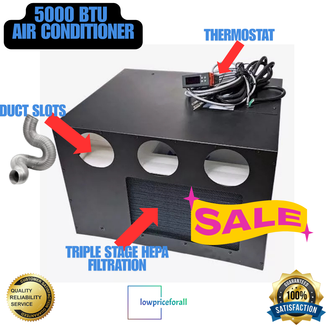 Ice Qube Inc. Model: 5000 Cool Qube AC - RV/Trailer/Clean Room Air Conditioner for Use in Guard Booth, Computer Rack with HEPA Filter, and Thermostat.