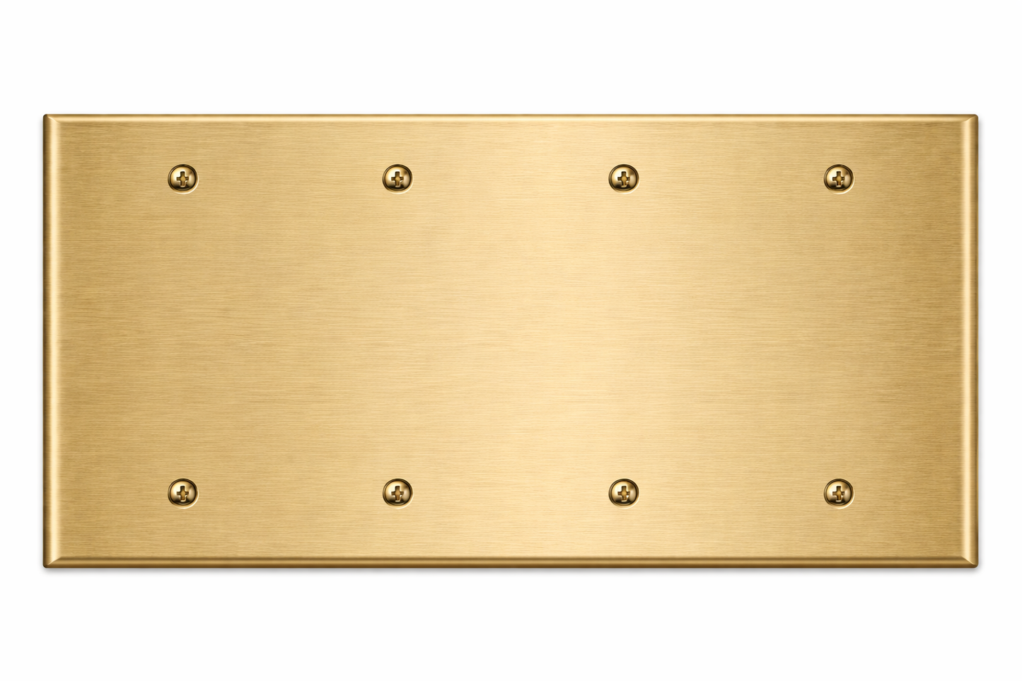 4-Gang Blank, Standard Size, Satin Brass Painted Metal Wallplate