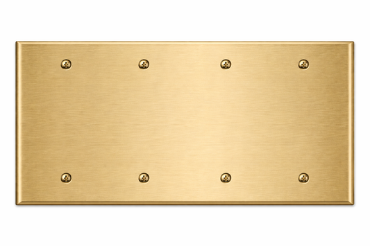4-Gang Blank, Standard Size, Satin Brass Painted Metal Wallplate