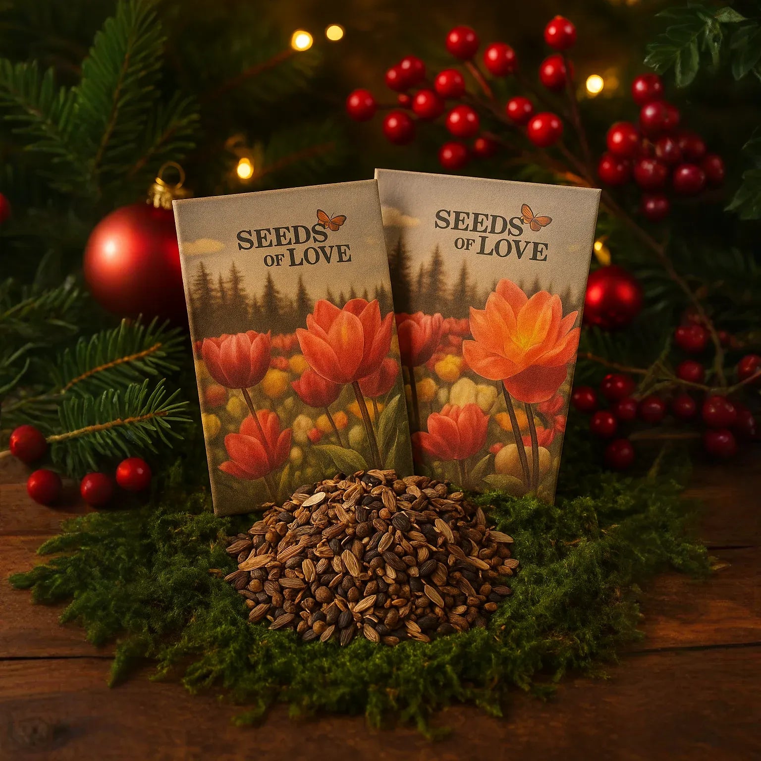 “Seeds of Love” Wildflower Packets (2-Pack) – Native Pollinator Mix | Perfect for Cards & Stockings