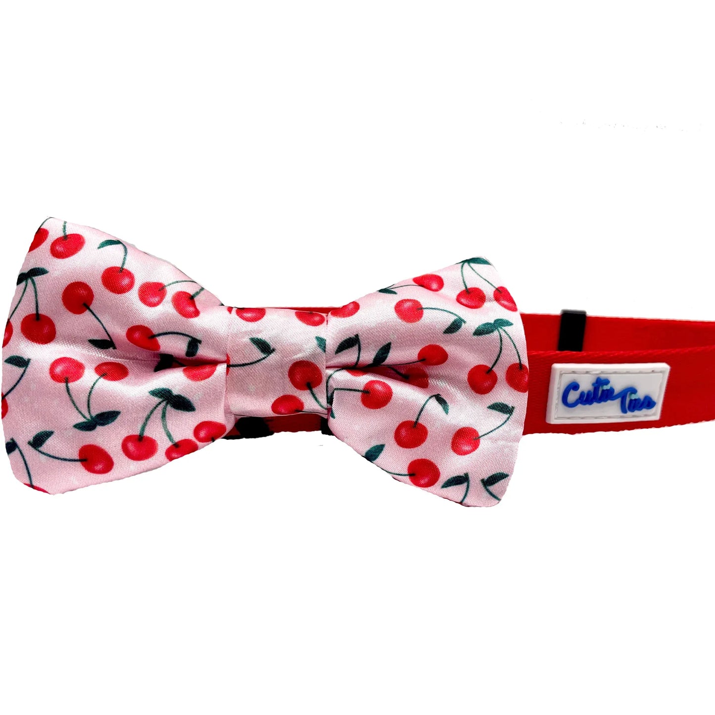 Cherries Print Cherry Pink Dog Bow Tie