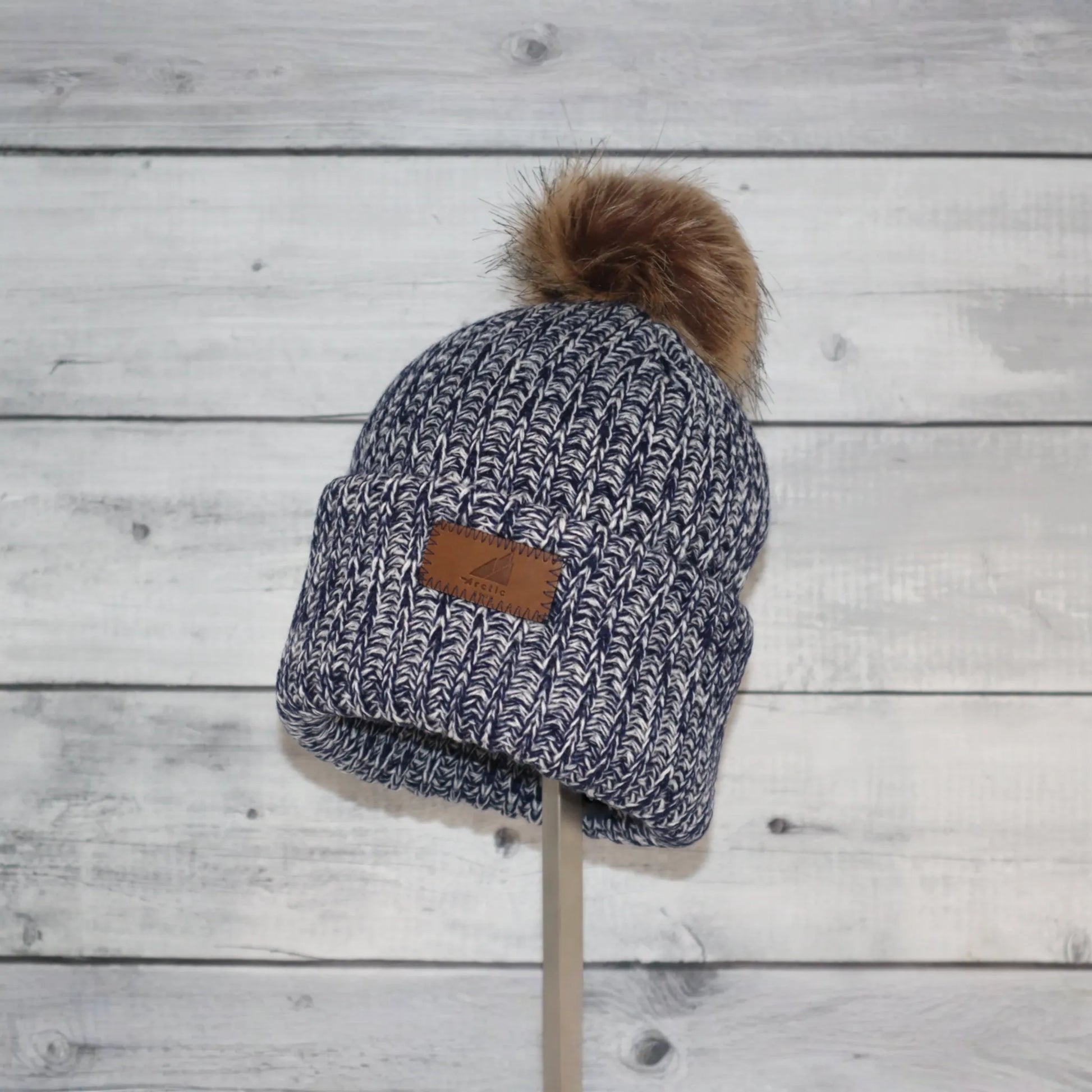 Child Acrylic Ribbed Cuff with Pom Hat