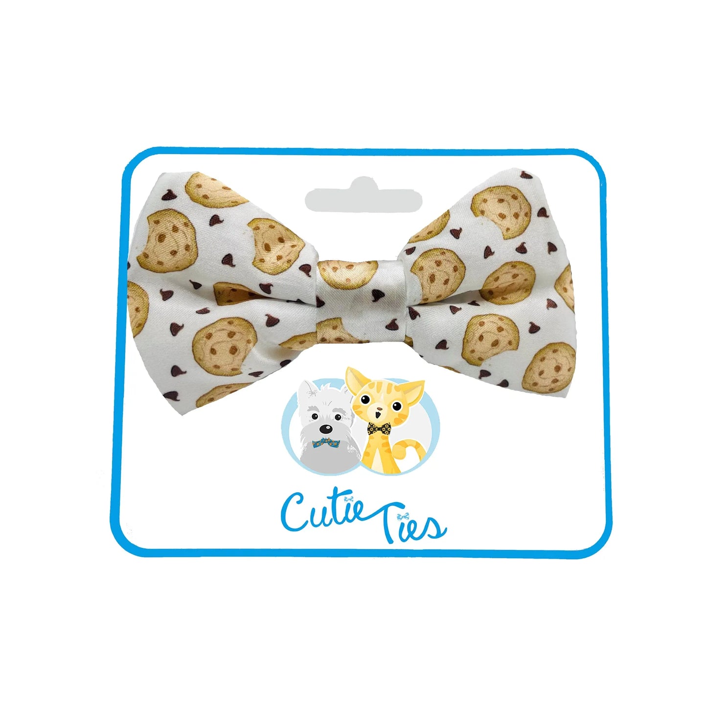 Chocolate Chip Cookie White Dog Bow Tie