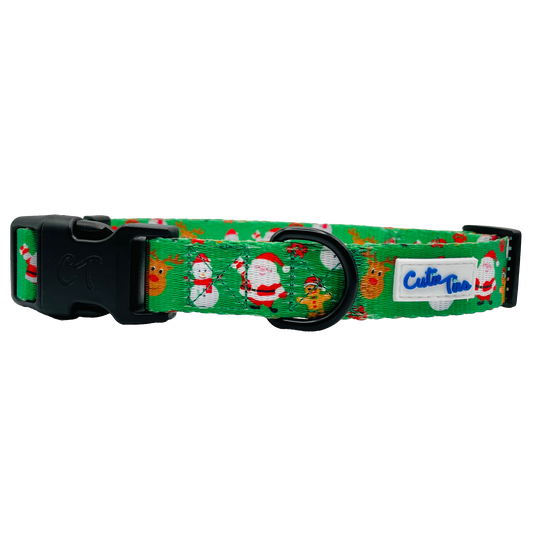 Christmas Festive Green Holiday Dog Collar