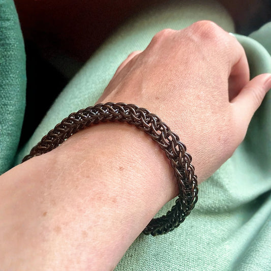 Chunky Foxtail Chainmaille Bracelet in Oxidized Copper