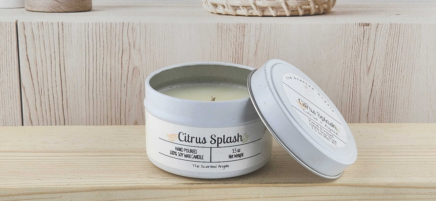 Citrus Splash Scented 100% Soy Wax Candle - White