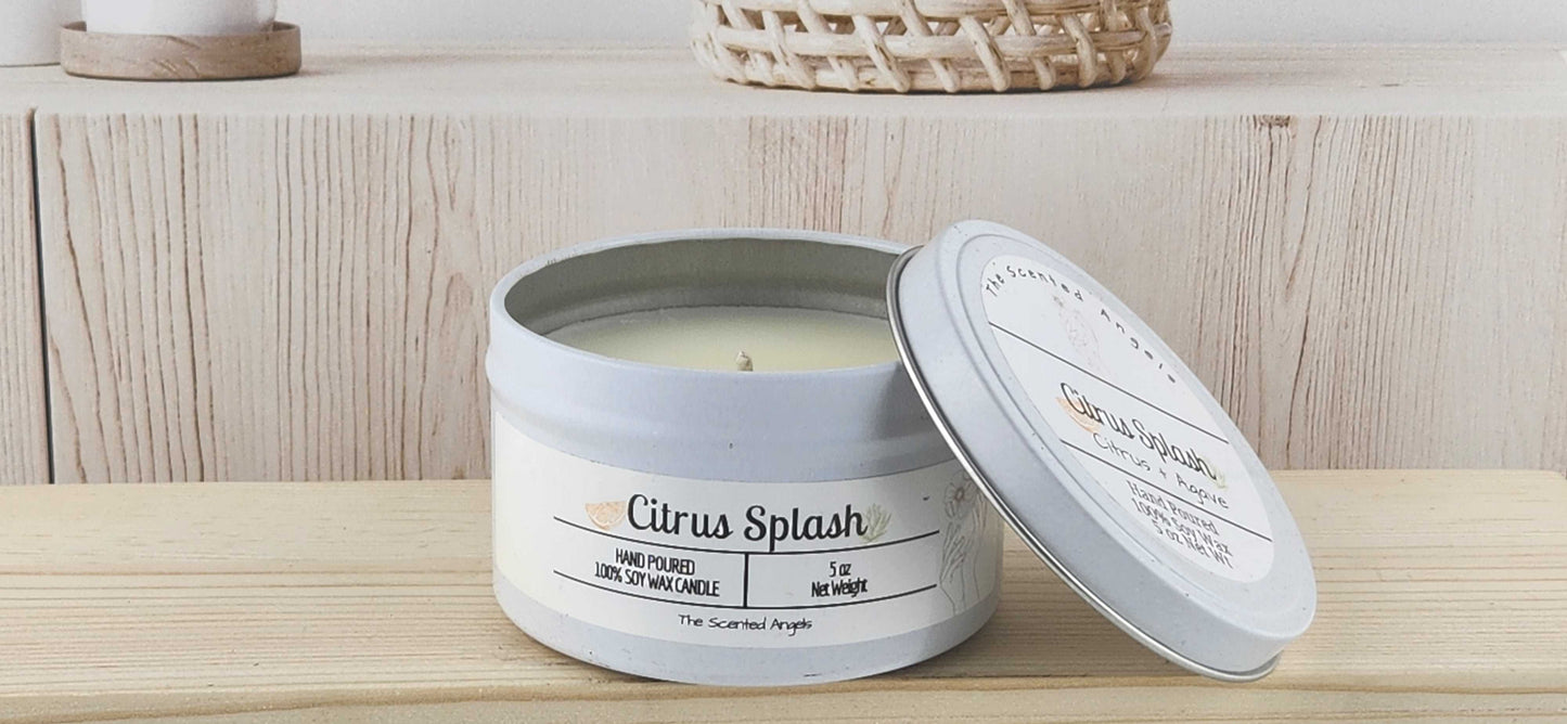 Citrus Splash Scented 100% Soy Wax Candle - White