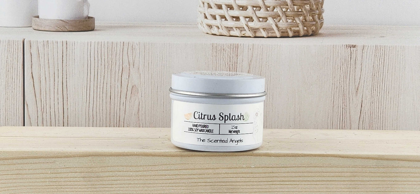 Citrus Splash Scented 100% Soy Wax Candle - White