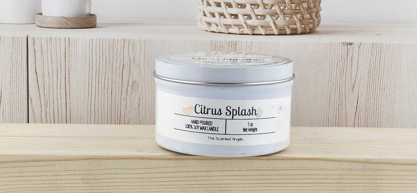 Citrus Splash Scented 100% Soy Wax Candle - White
