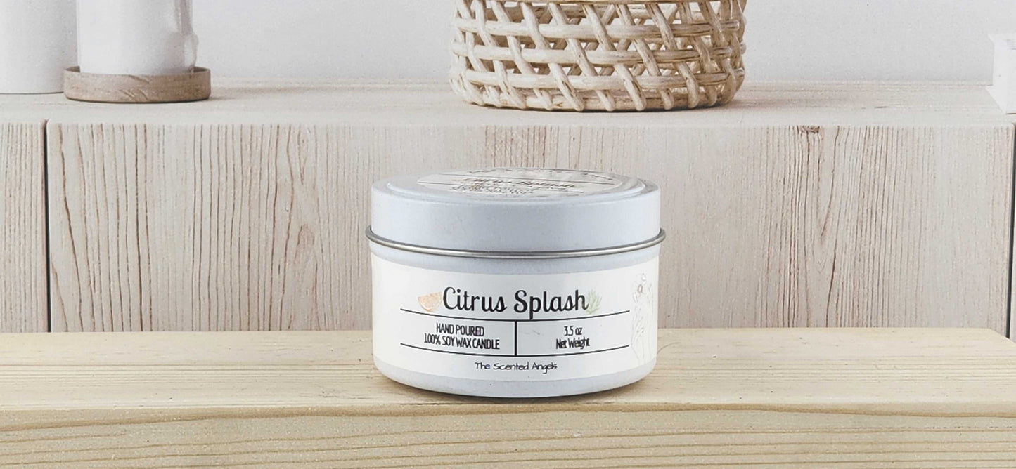 Citrus Splash Scented 100% Soy Wax Candle - White