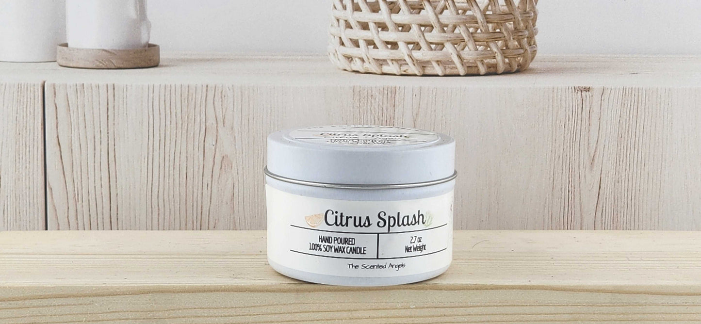Citrus Splash Scented 100% Soy Wax Candle - White