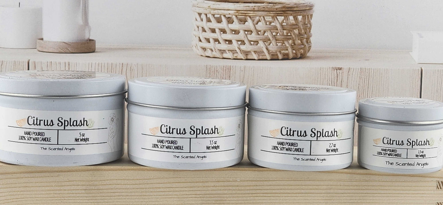 Citrus Splash Scented 100% Soy Wax Candle - White