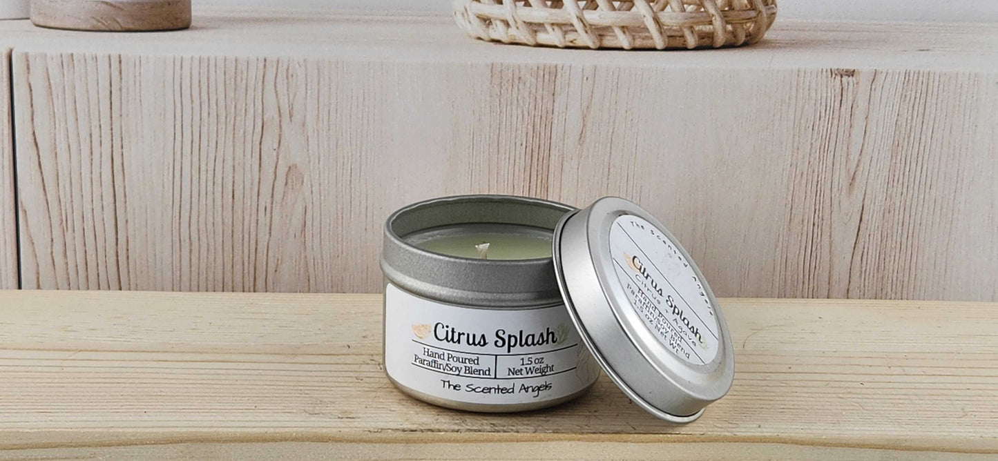 Citrus Splash Scented Paraffin/Soy Candle - Silver