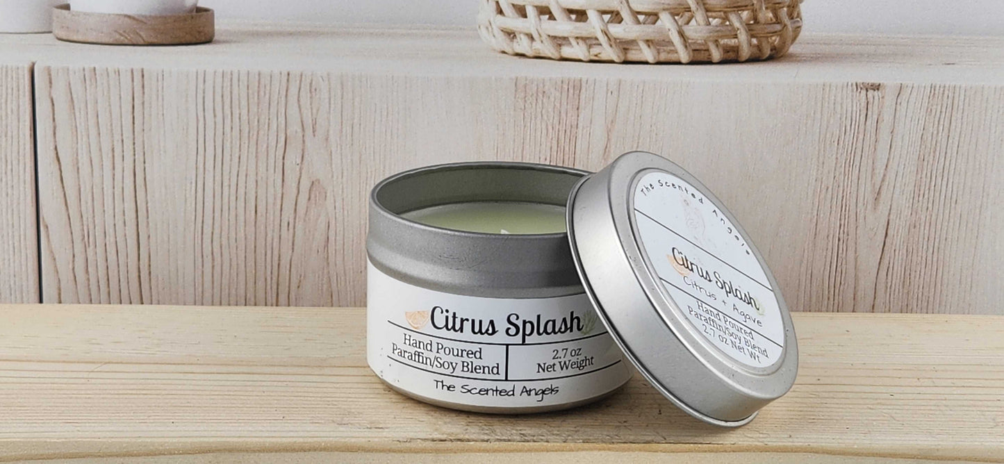 Citrus Splash Scented Paraffin/Soy Candle - Silver