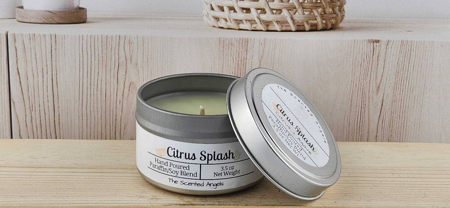 Citrus Splash Scented Paraffin/Soy Candle - Silver