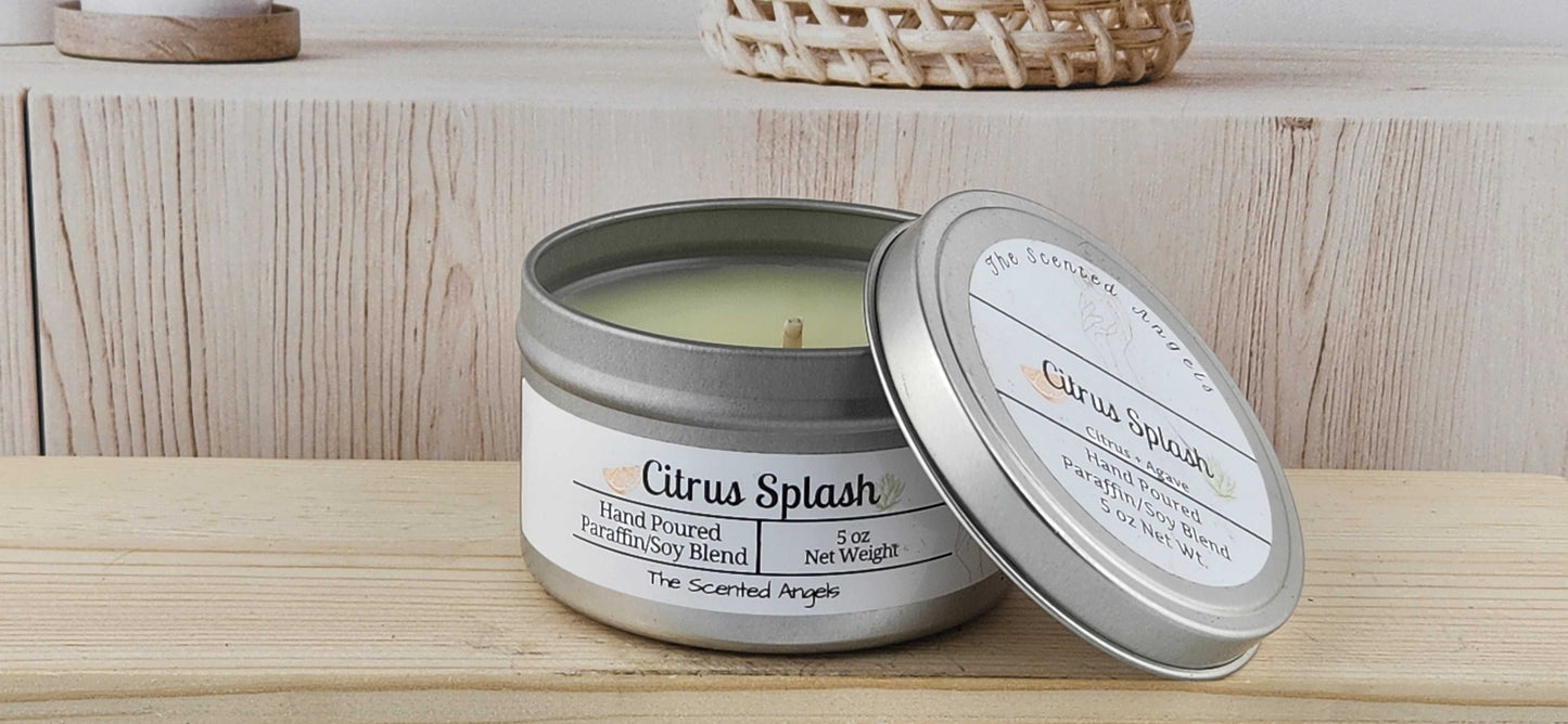 Citrus Splash Scented Paraffin/Soy Candle - Silver