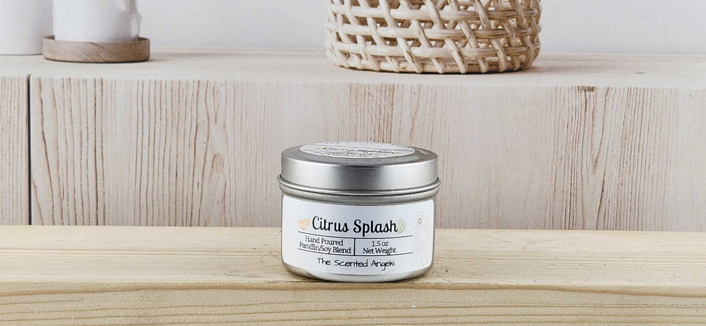 Citrus Splash Scented Paraffin/Soy Candle - Silver