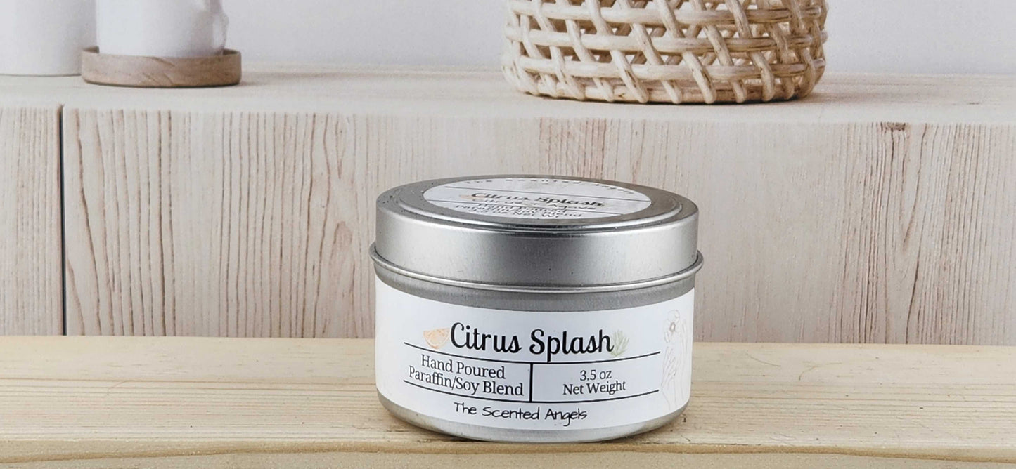 Citrus Splash Scented Paraffin/Soy Candle - Silver