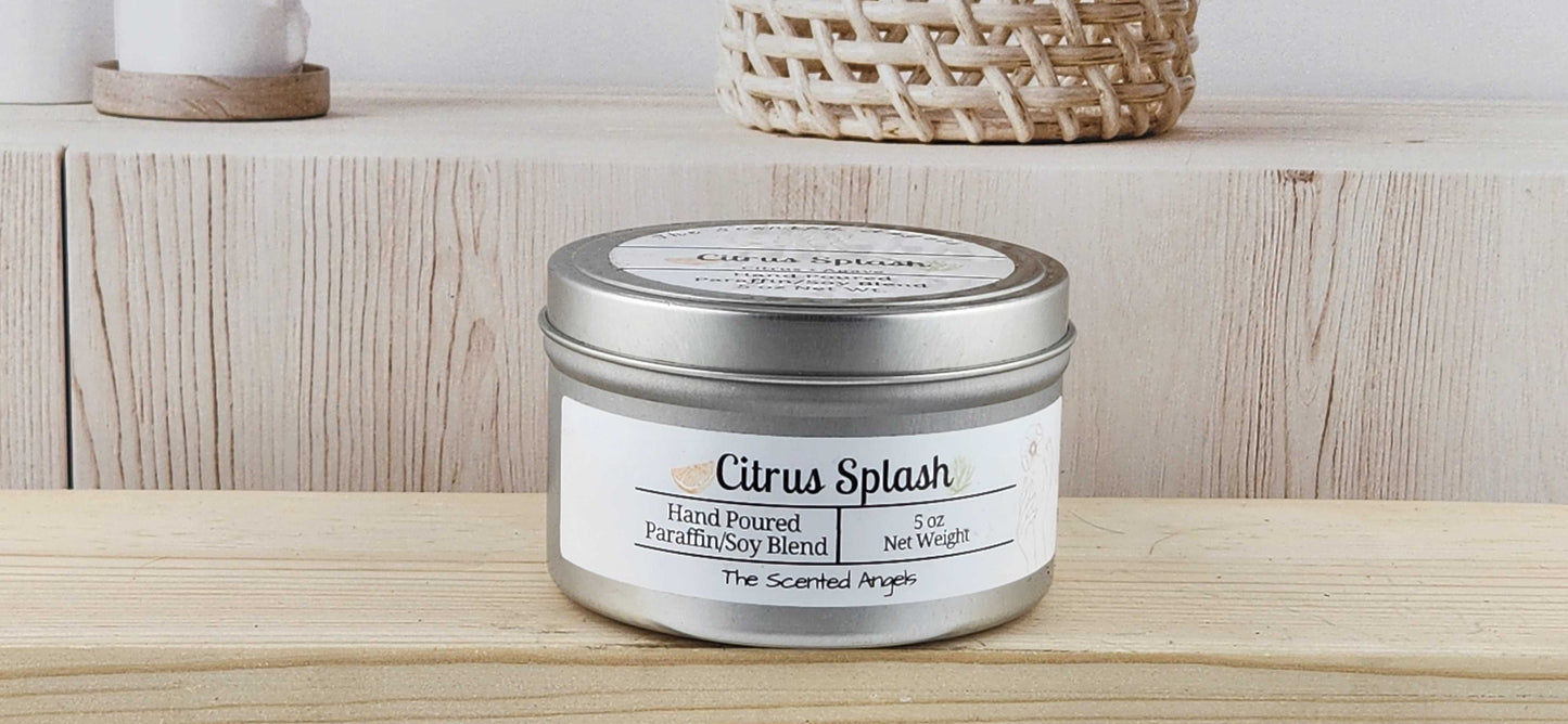 Citrus Splash Scented Paraffin/Soy Candle - Silver